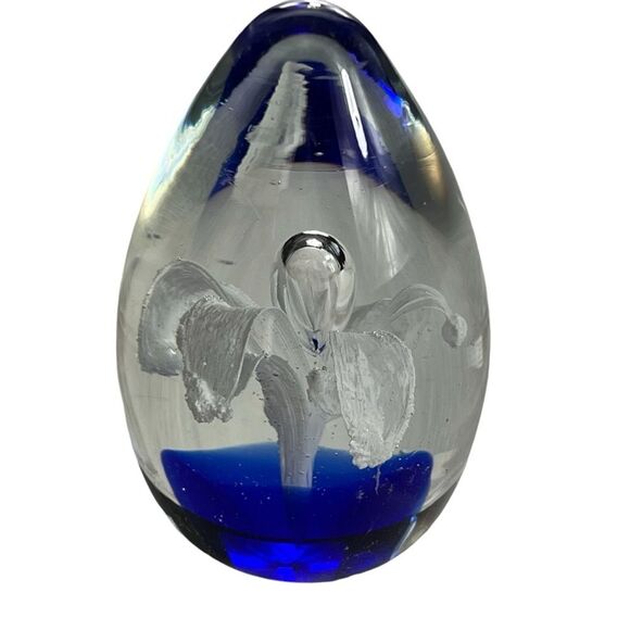 Egg Shaped Flower Bubble Glass Paperweight Collectibles - Picture 1 of 6